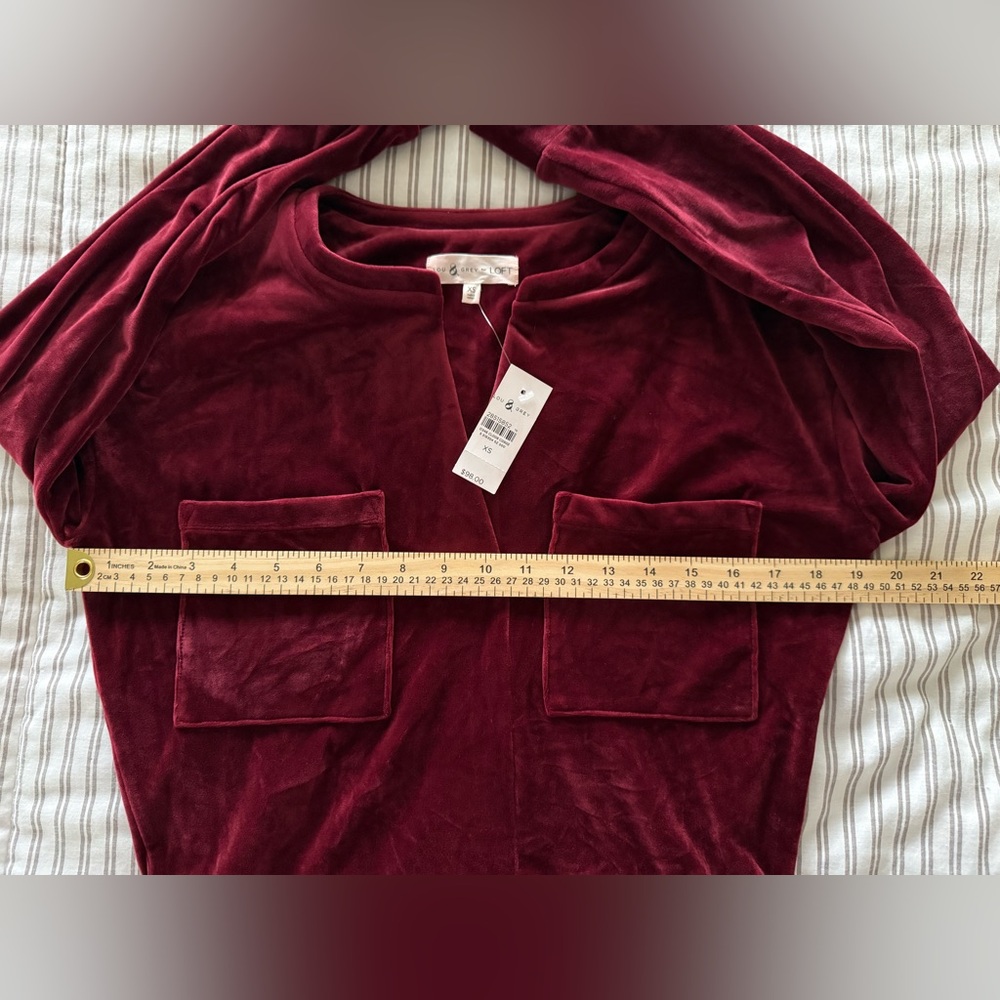 Lou & Grey Women's Velvet Jumpsuit - Deep Wine Red Size XS - Picture 7 of 13